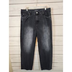 Refuge Denim Women's Black High-Rise Baggy Straight Jeans Size 09